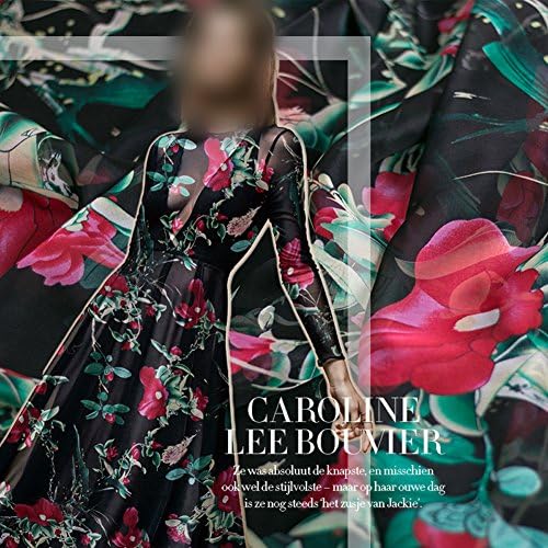 YTFabric Black 100% Pure Silk Chiffon Crafts Fabric with Floral Print By The Yard, 55" Width
