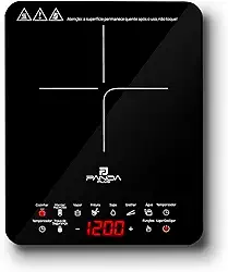 Cooktop Indução Portátil Panda Plus 1 Boca Controle Temperatura Compacto Eficiente Sofisticado Gourmet Preto 220V - 2000W Fácil Limpeza 127-1200W (Preto 127V)