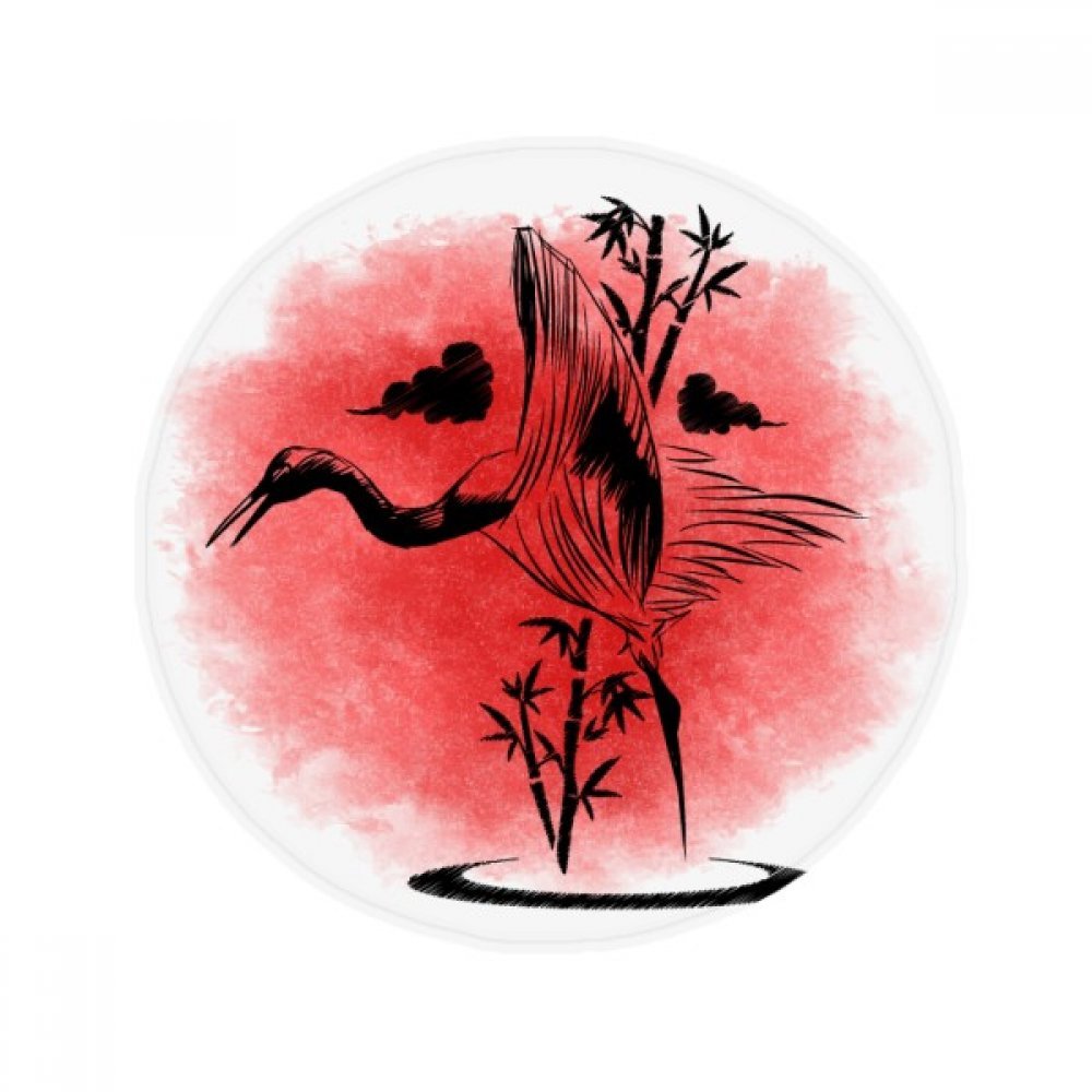 Tapis de sol japonais antidérapant pour éviter les glissades, rond 50x50cm grues rouges