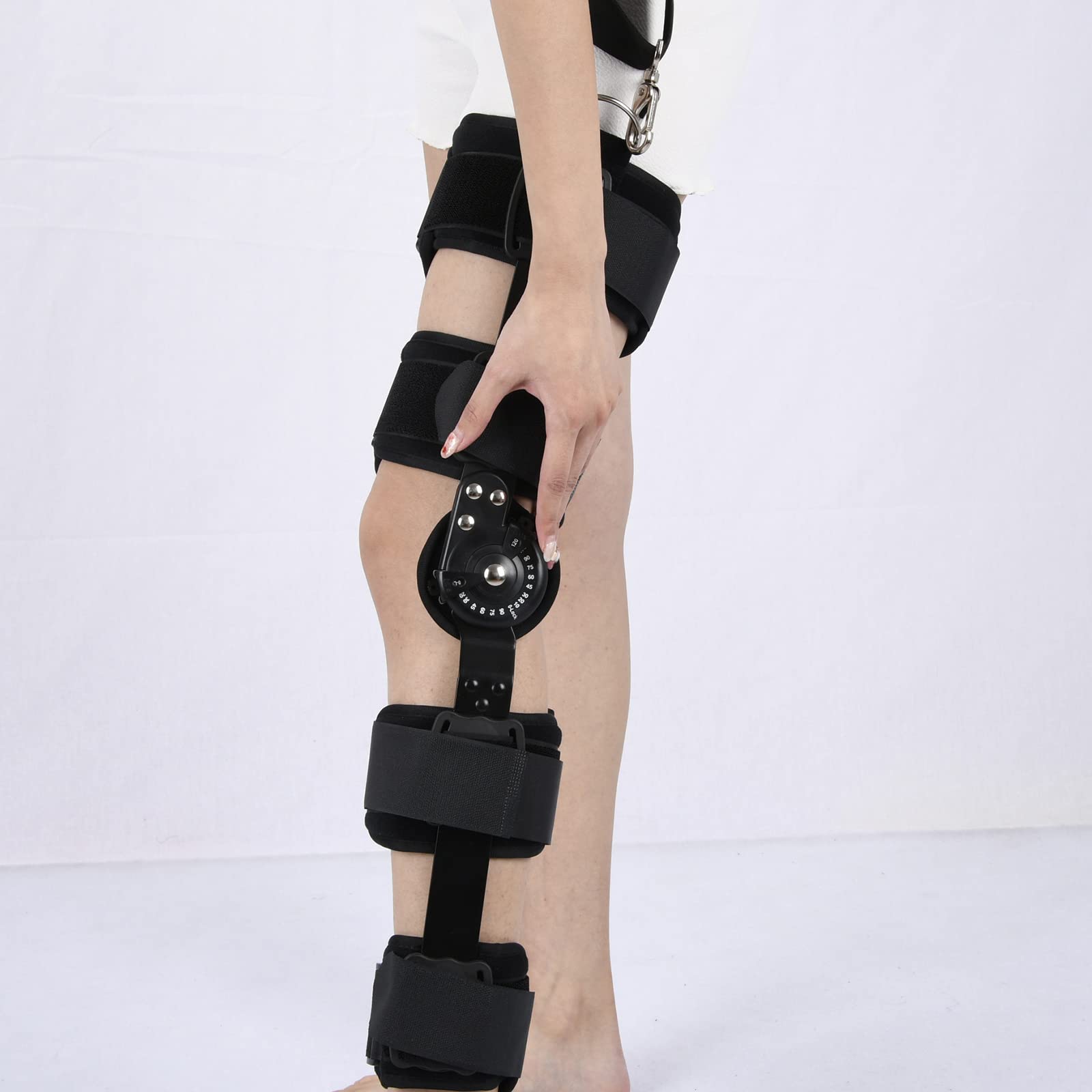 Rodillera con bisagras con portabrocas y soporte para rodilla, ajustable para lesiones deportivas y protección contra la articulación de la rodilla, soporte fijo para hombres y mujeres