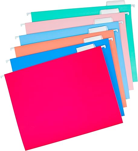 Y YOMA Paquete de 12 carpetas colgantes de colores tamaño carta, carpeta decorativa para colgar, lindo organizador de carpetas de archivos para
