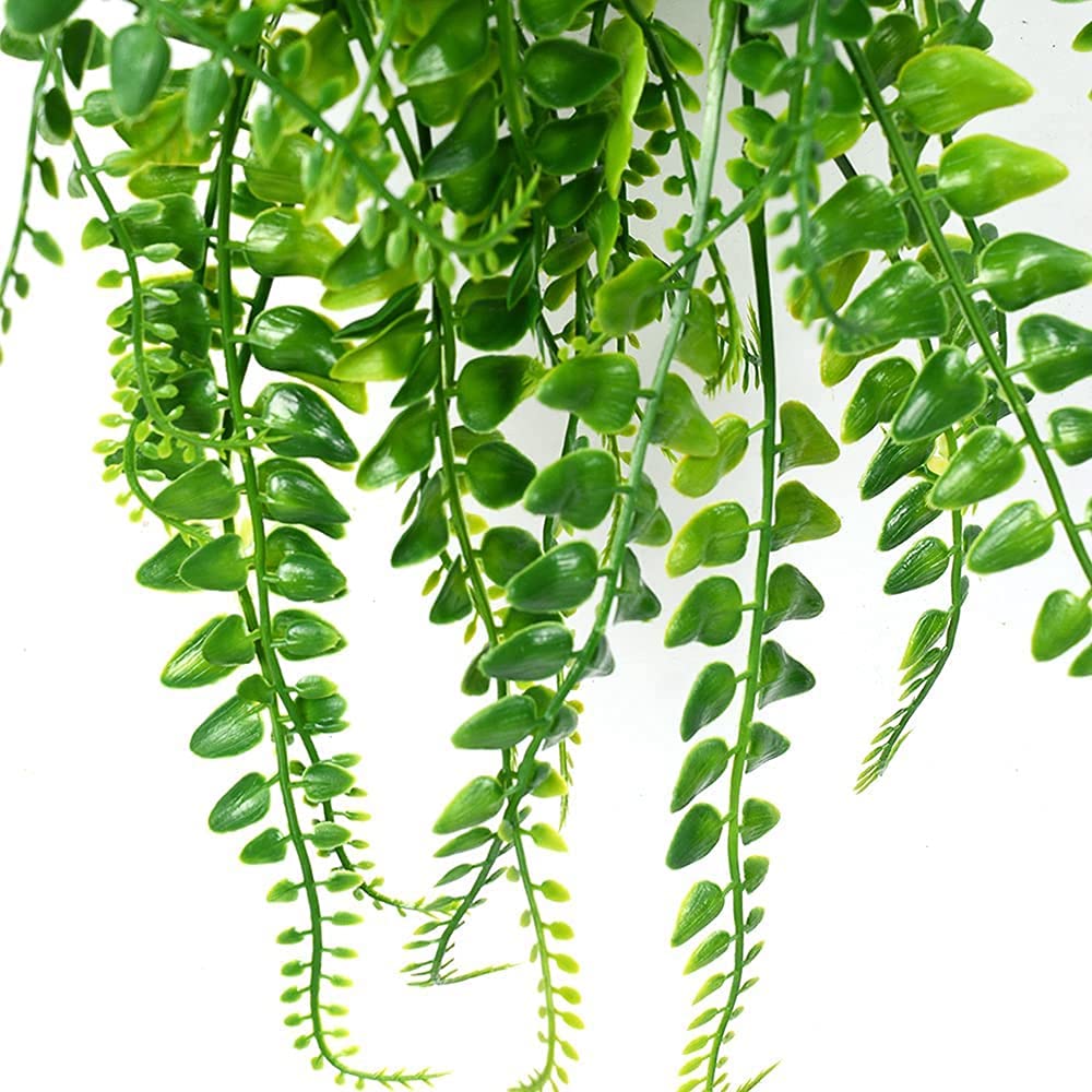 Qndanoan 3 Pcs Artificial Hanging Ferns Plants Vine Ivy Boston Fern Hanging Plant Outdoor UV Resistant Plastic Plants(Green) - Image 3