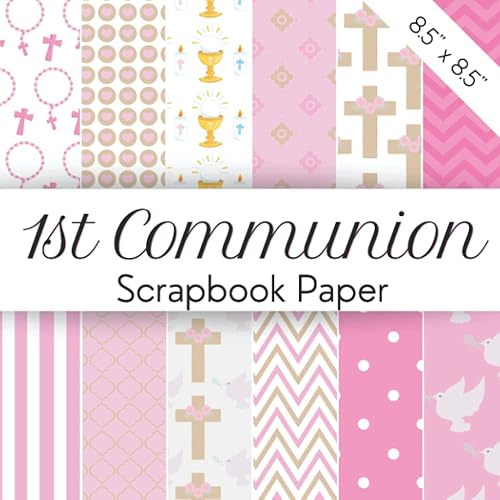 1ST COMMUNION: Girl First Communion scrapbooking kit | Catholic girls crafts | Scrapbook papers with the Holy Bible, rosary, church and doves patterns ... craft set as gift idea for Christian kids