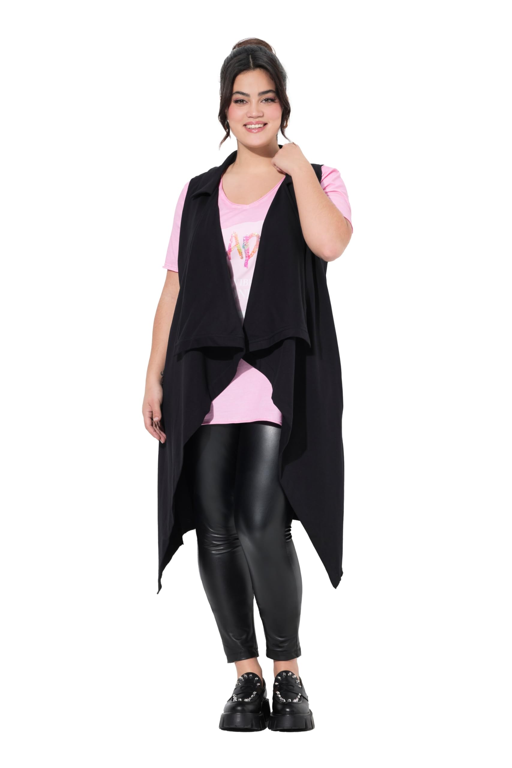Angel of Style Damen große Größen Übergrößen Plus Size Sweat-Weste, offene Form, Totenkopf auf dem Rücken 841002