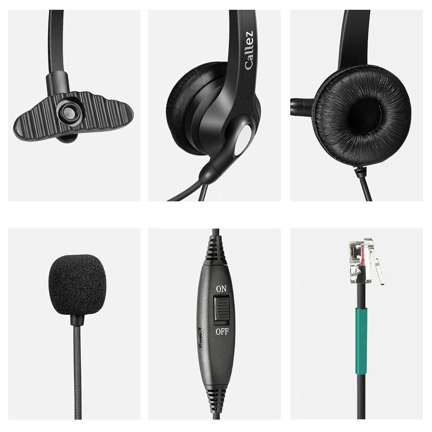 Casque Téléphone Fixe RJ9 avec Micro Anti-Bruit, Oreillette Filaire pour Aastra 6757i Fanvil X7C Polycom VVX411 Alcatel Temporis 580 Gigaset DA710 Plantronics Avaya MiVoice Bureau Centre d'appel