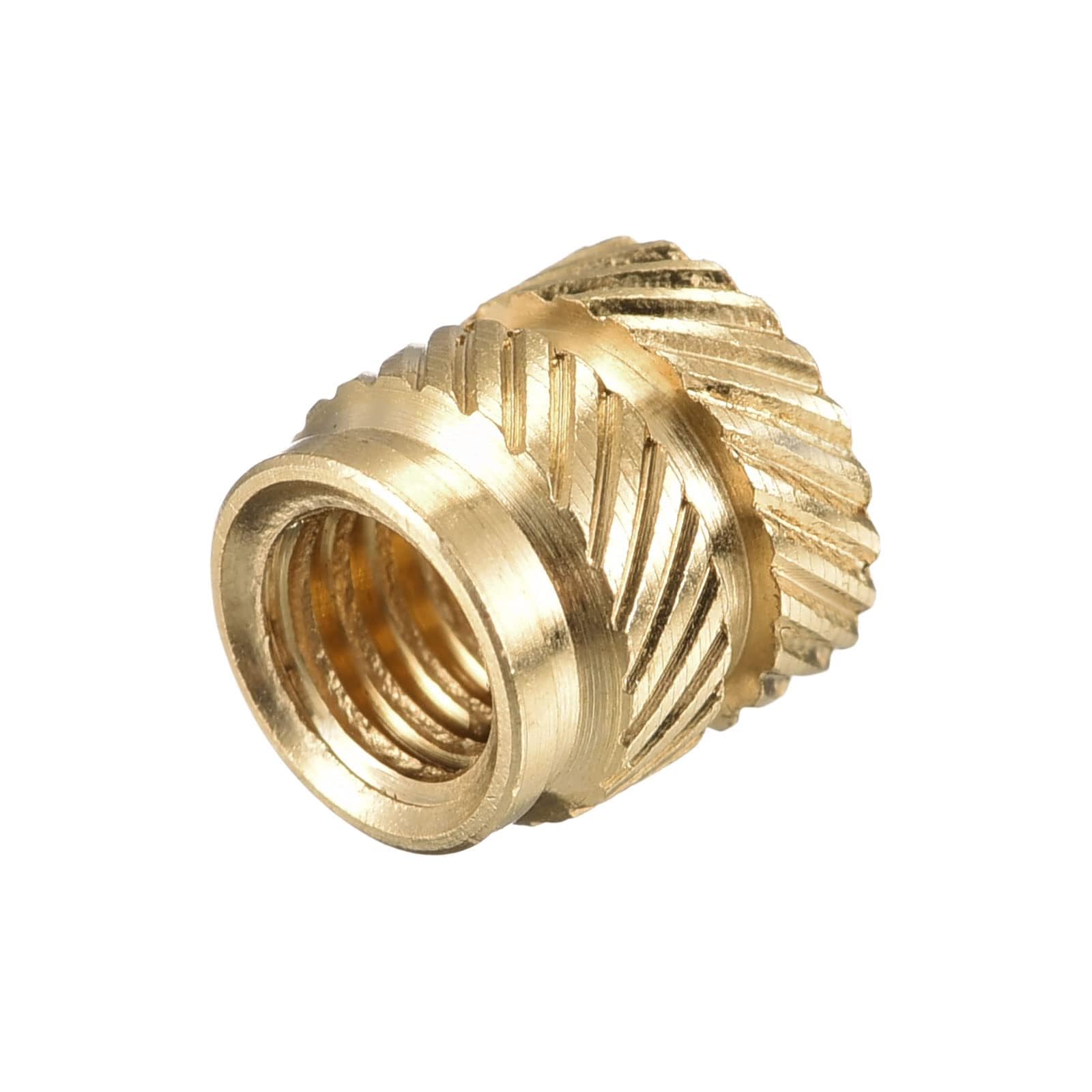 TOP-VIGOR 120Pcs M4 Threaded Knurled Insert Nuts, M4 x 6mm x 6mm OD 3D Printing Brass Nuts