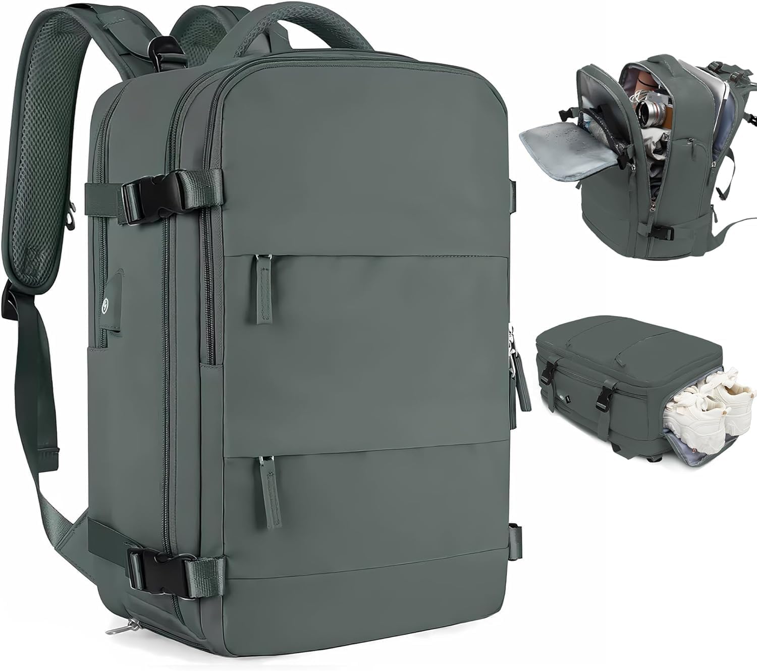 Carry on Backpack for Women Men,Travel Backpack with Shoe Compartment & Wet Pocket, College Business Laptops