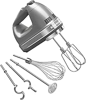 KitchenAid 9-Speed Digital Hand Mixer with Turbo Beater II, Pro Whisk, Dough Hooks & Blending Rod - Contour Silver