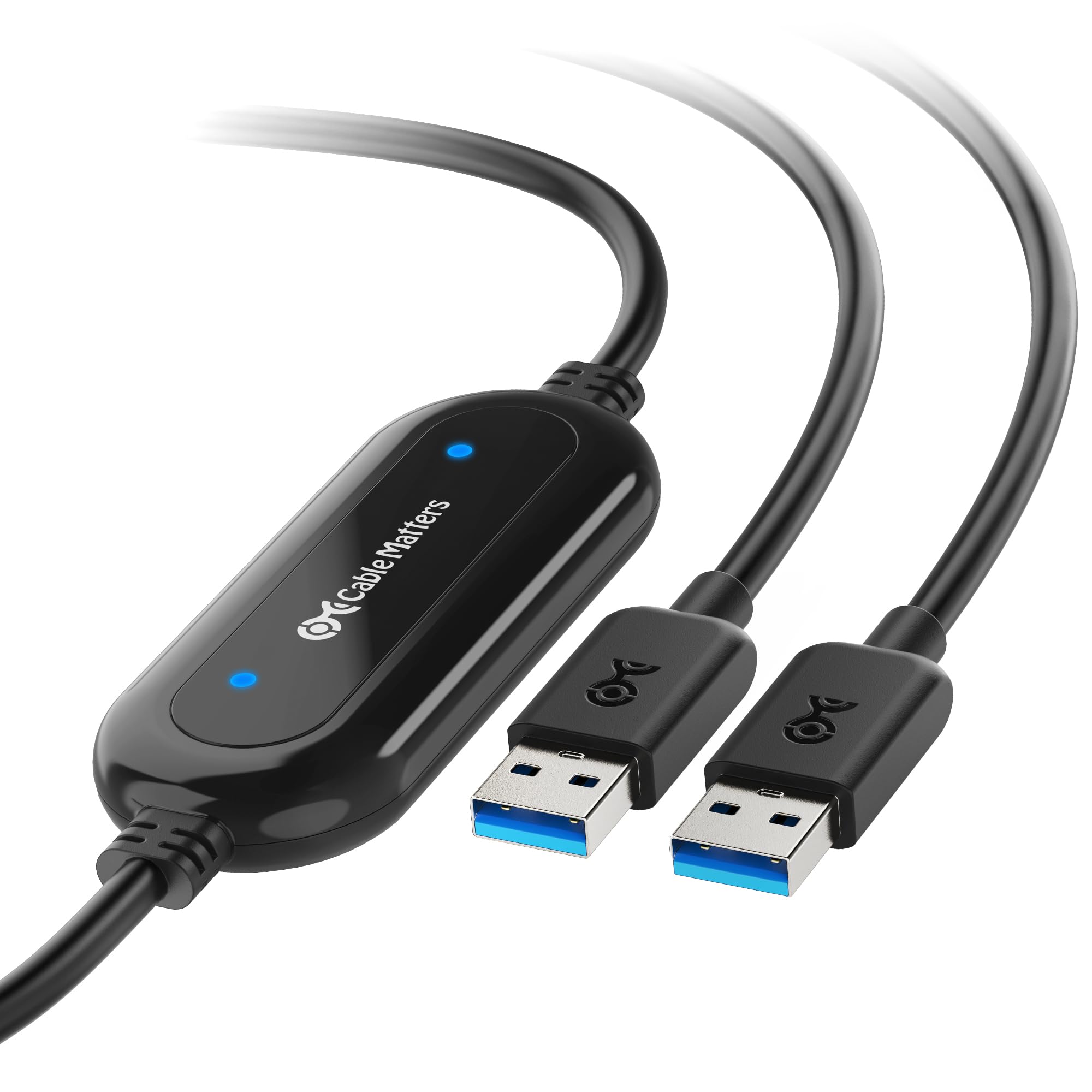 Cable Matters USB 3.0 Data Transfer Cable PC to PC for Windows and Mac Computer in 6.6 ft - PClinq5 and Bravura Easy Computer Sync Included - Compatible with PCMover for Windows System Migration