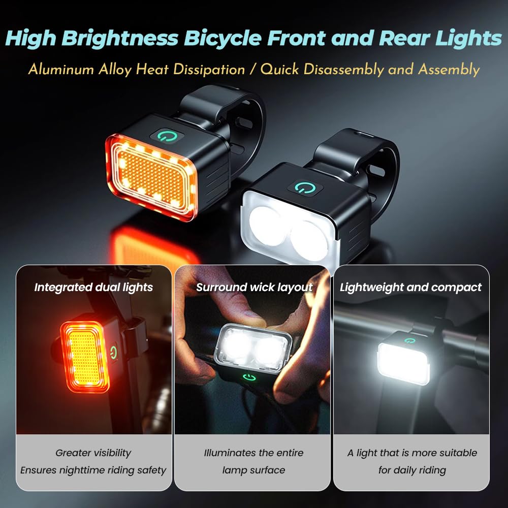 Luces Bicicleta para Specialized Allez Disc Sport Road Bike 2025 – Luz Recargable USB Delantera y Trasera, Accesorios para Bicicleta Impermeable de Montaña Conducción Nocturna