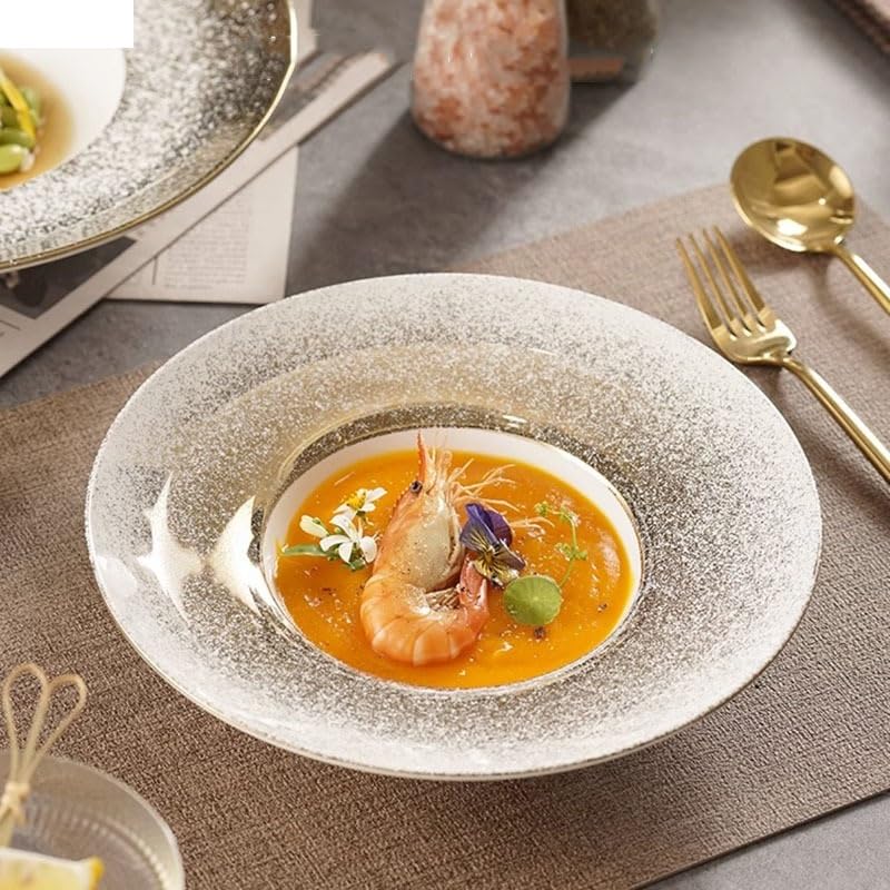 Talerze obiadowe Kreatywny Galwanizowany Ceramiczny Talerz Obiadowy Gruby Talerz Na Zupę Talerze Deserowe Talerze Na Przekąski Restauracja Specjalna Zastawa Stołowa Talerz Na Zimne Danie A 24