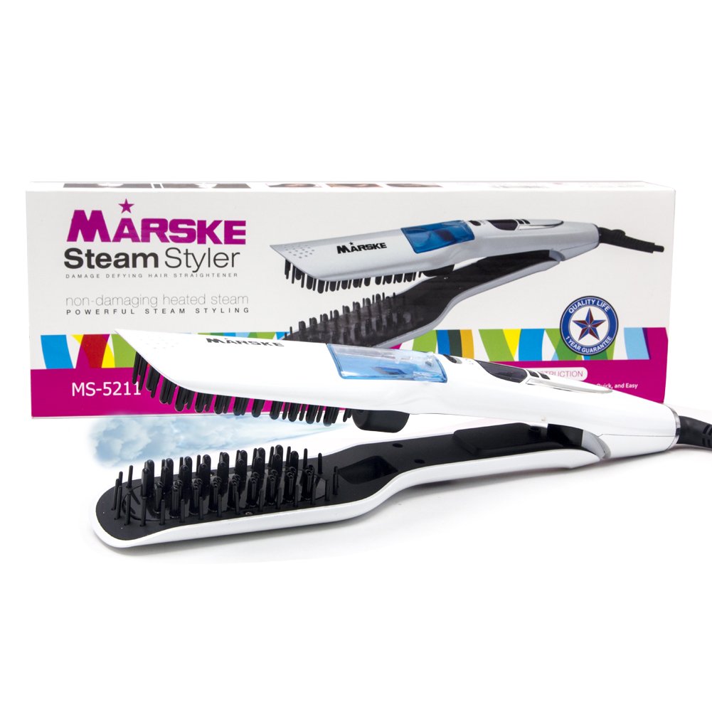 Steam Hair Straightening brush by LaleBeauty,Fast Electric Smooth Brush Ceramic Hair Straightener Comb Steam Flat Iron with LCD Straight Brush