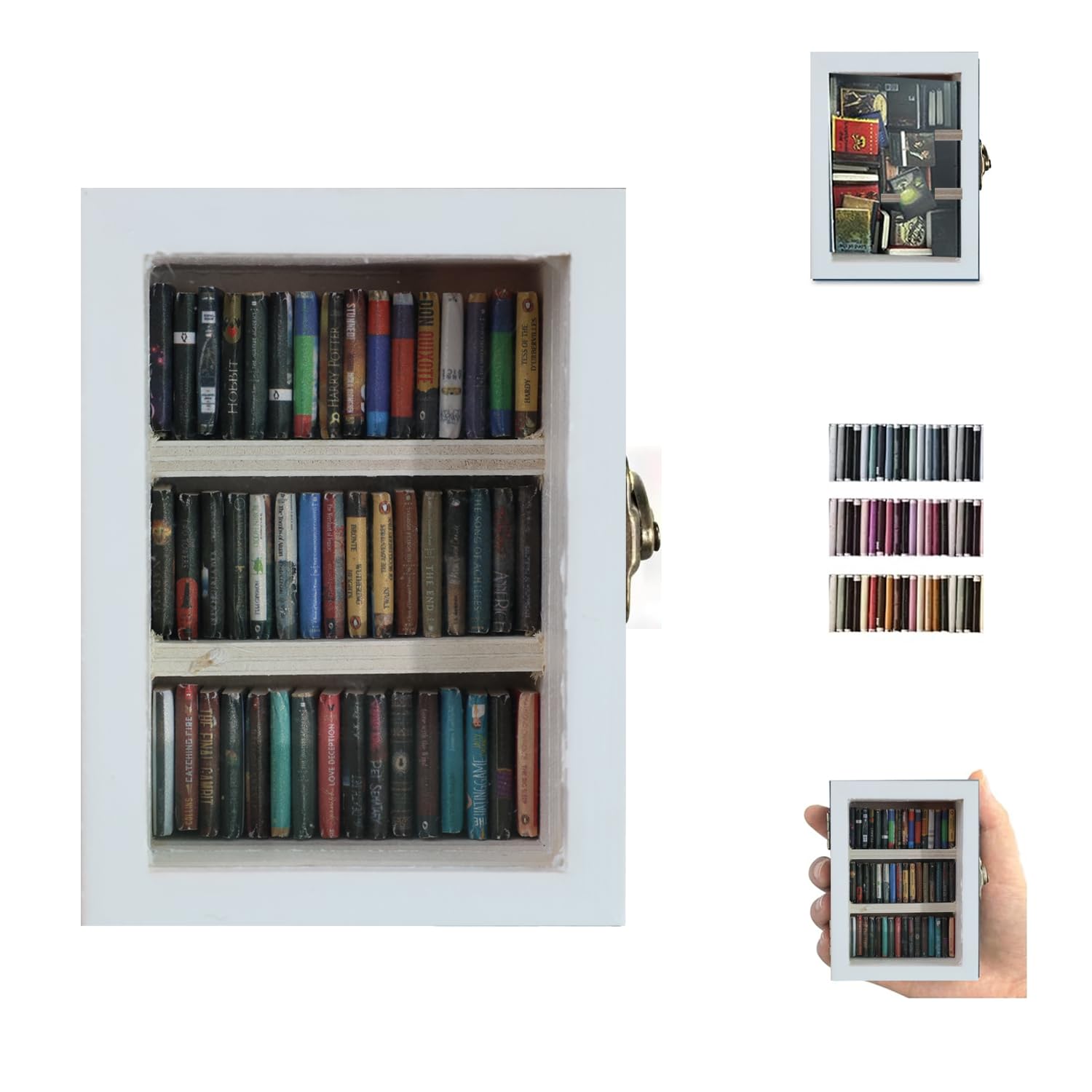 Anxiety Bookshelf Ornament,Bookshelf With 200 Pcs Mini Books