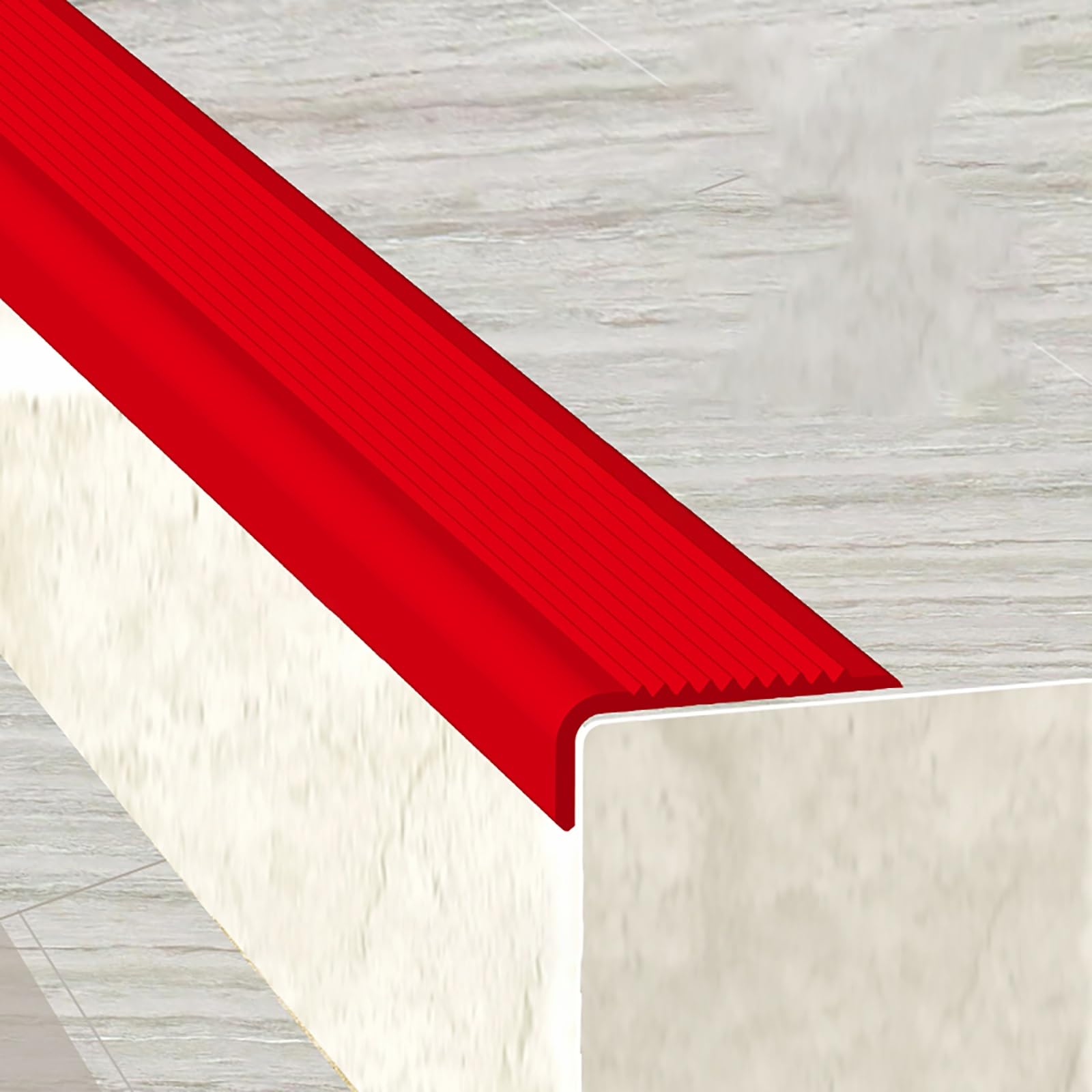 Stair Nosing Edging Treads - PVC Rubber Stair Tread Edge Protectors, Pre-Cut Strips for Indoor/Outdoor Use, Wood Grain Transition Trim for Tile