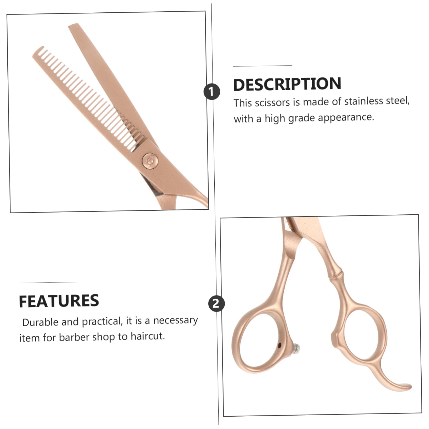 Tijeras de Corte de Pelo 6 Pulgadas Acero Inoxidable Dorado 2 Piezas | Barbería y Hogar, Diseño Elegante, Protege los Dedos, Recorte de Peinados Variados