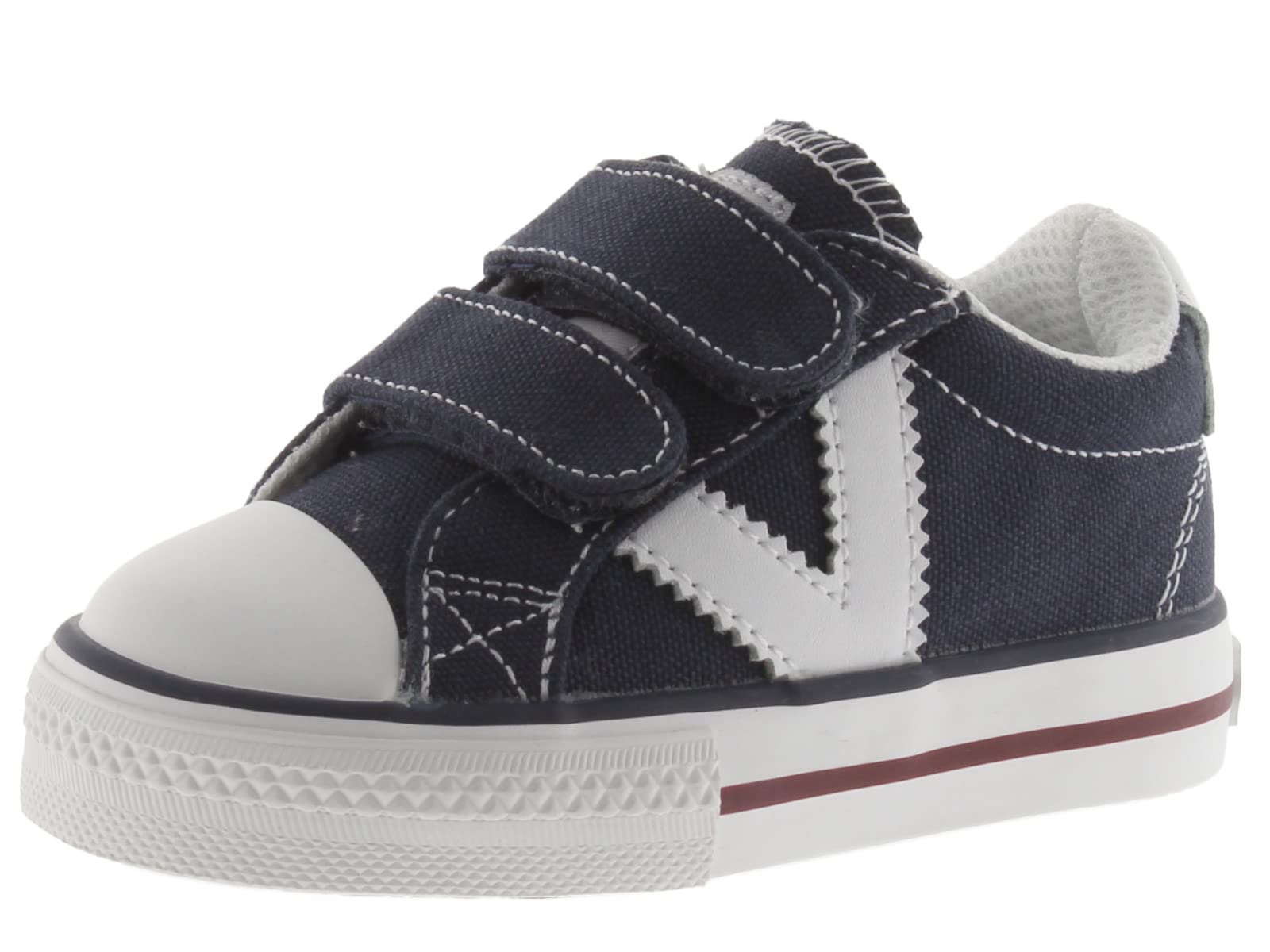 victoria Tribu Unisex Canvas Trainers & Contrasting Logo & Hook-and-Loop Straps 1065163 for Kids Marino 24