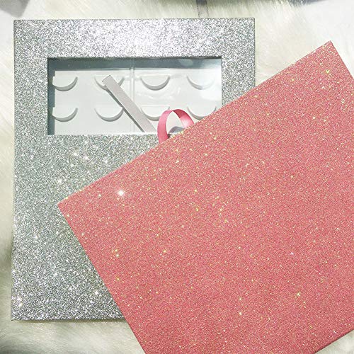 Eyelash Storage Book, 16 Pairs Lash Storage Organizer, Glitter Paper Eyelash Display Case, Portable Makeup Flash Lash Empty Box #TOP4