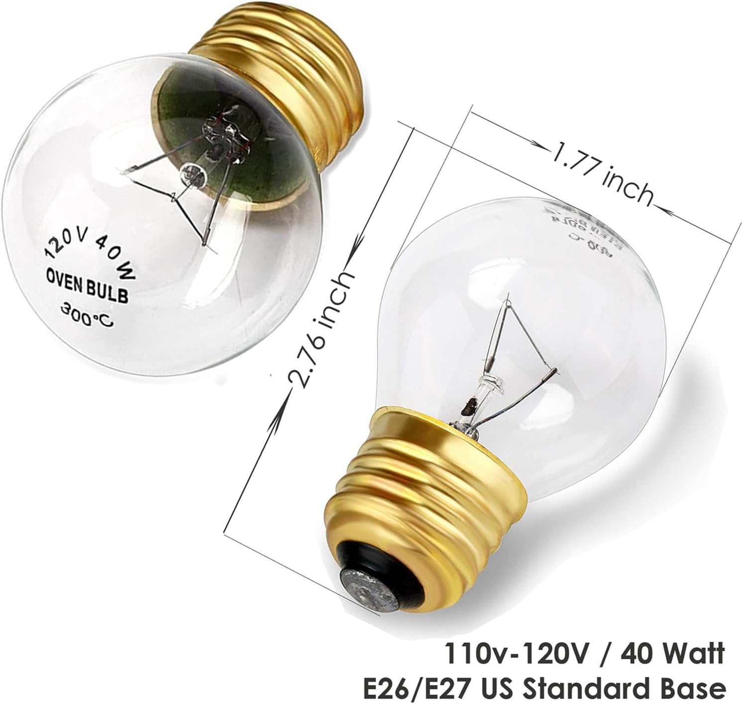 WokHok Appliance Light Bulbs, 40W Oven Bulbs– High Temp Resistant 300℃,40 Watt Appliance Bulbs for Oven, Refrigerator, Microwave,G45/E26/120V,Warm White,4-Pack