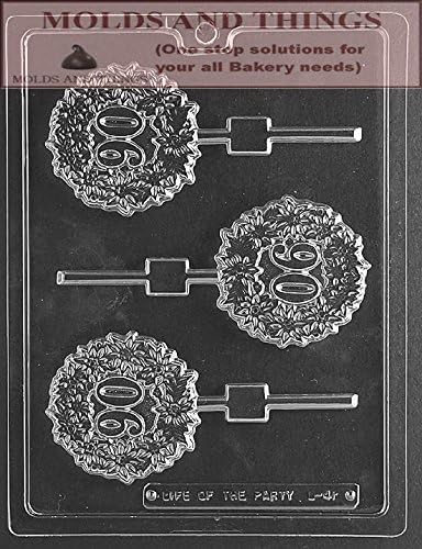 MOLDS AND THINGS 90th Birthday Chocolate Mold, Clear Plastic, Round, 3" x 1.55 oz, Made in USA