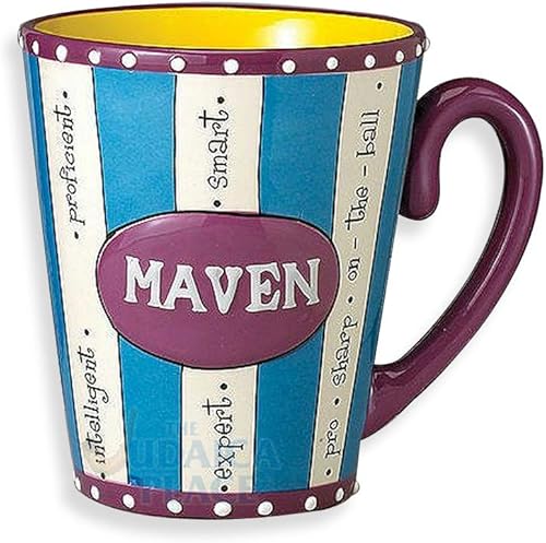 RITE LITE MUGGABLES™, Maven, Taza de cerámica pintada a mano, estilo moderno, taza Express apta para microondas, perfecta con caja de regalo, 15