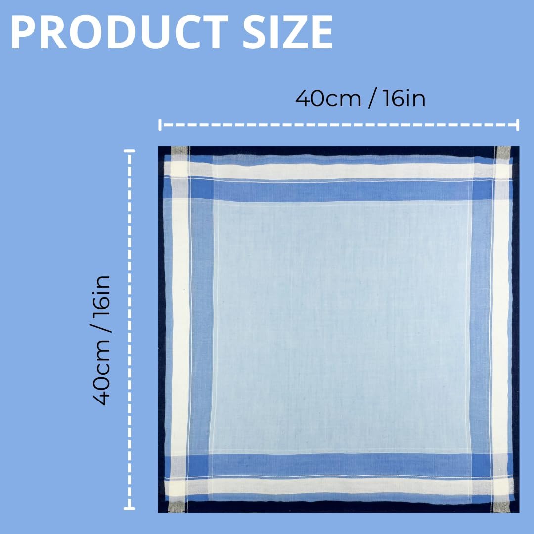 6 Pack Men's Handkerchiefs Soft Cotton Handkerchiefs for Men Premium Assorted Men Hankies (B)