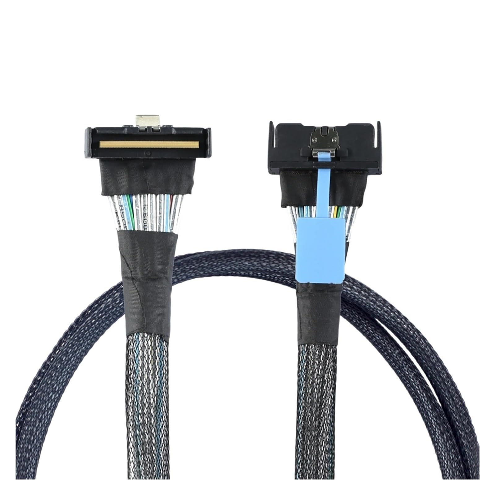 ZHANGLH Câble d'extension coudé 1 m PCI-E 5,0 mi ni Cool Edge MCIO PCI-E MCIO 74 broches mâle vers Slimline S*A*S 90 degrés MCIO 8i 74 broches mâle