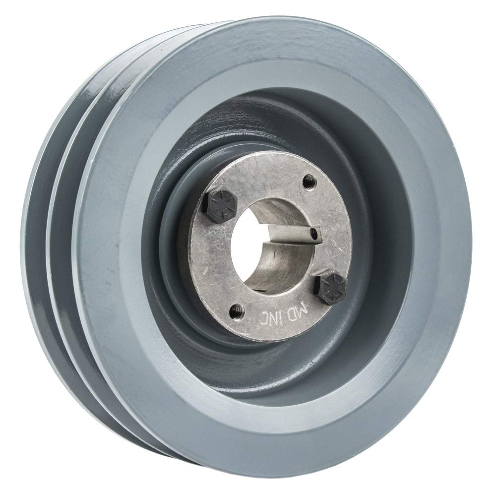 2BK62H Cast Iron 6" Dual Groove Belt B Section 5L Pulley with 1-3/8" Sheave Bushing