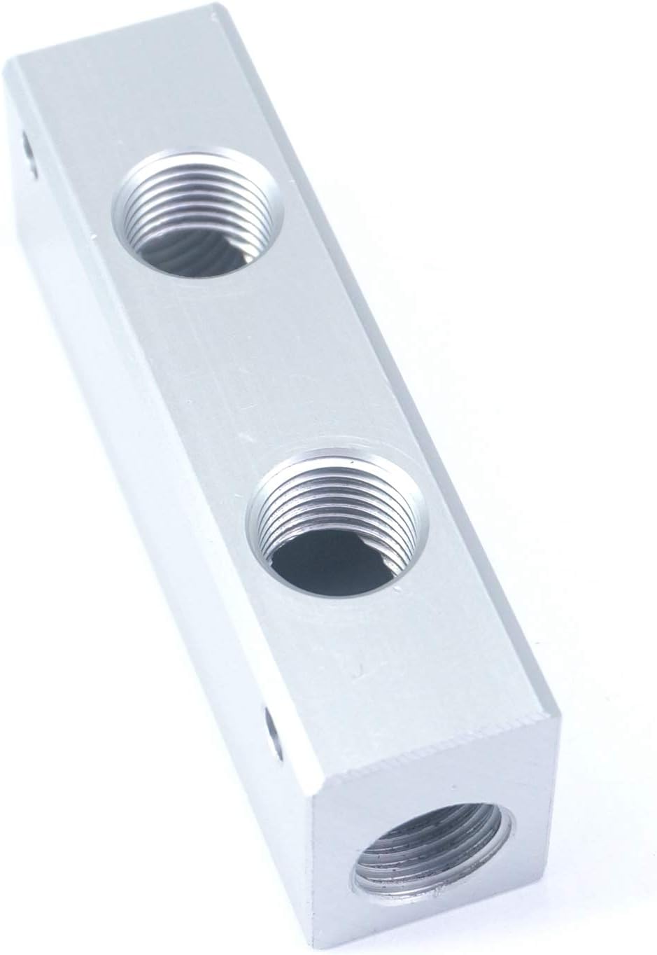 G1/4" BSP Port 2 Way 4 Port Pneumatic Air Solid Aluminum Manifold Block Splitter Water Gas Oil