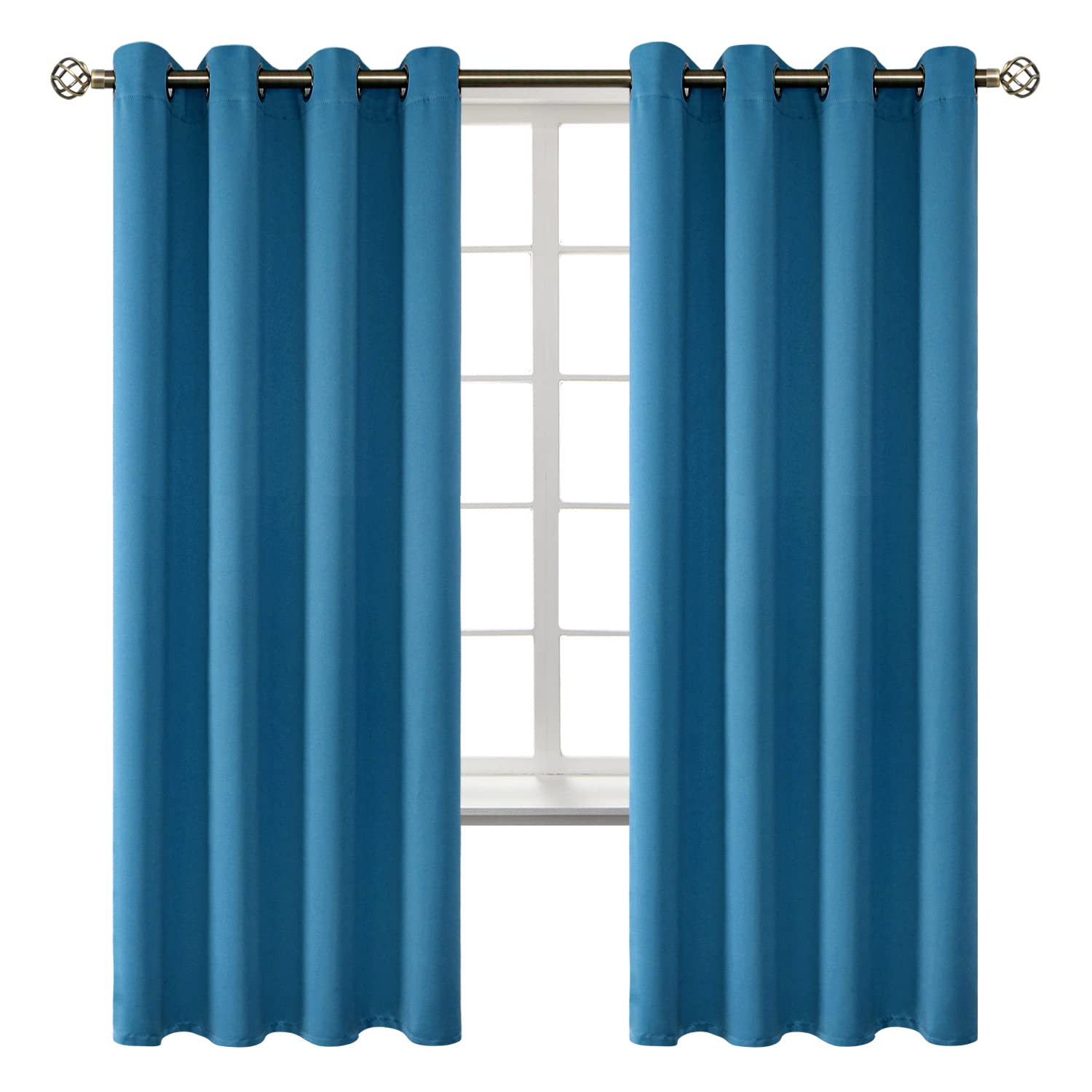 BGment Steel Blue Blackout Curtains for Bedroom 72 Inch Long - 2 Panels