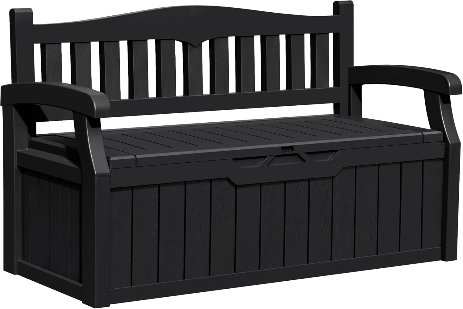 Greesum 80 Gallon Outdoor Storage Bench - Weatherproof Deck Box, Lockable Patio Seat for Cushions & Tools, Dark Black