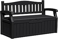 Greesum 80 Gallon Outdoor Storage Bench - Weatherproof Deck Box, Lockable Patio Seat for Cushions & Tools, Dark Black