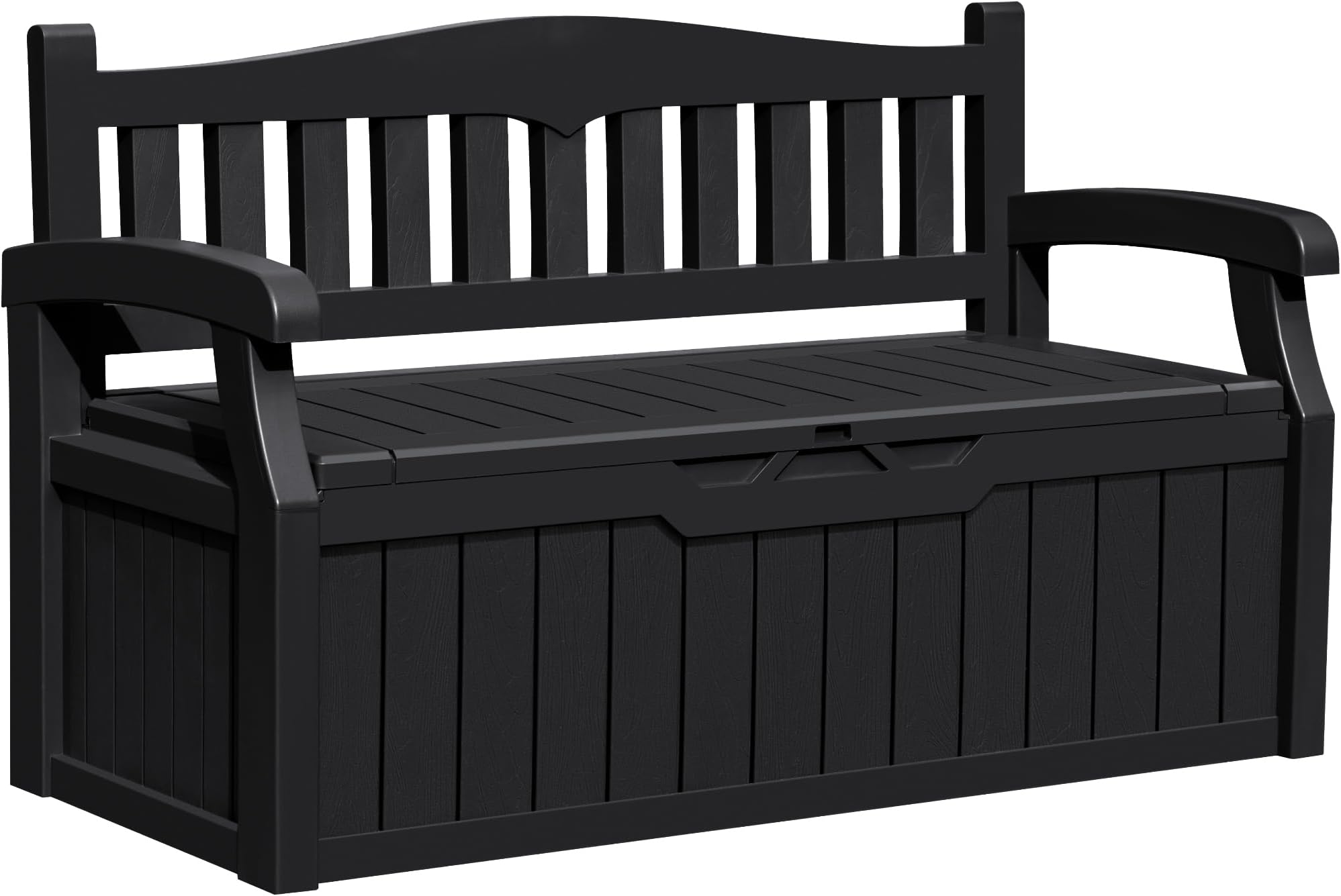 80 Gallon Outdoor Storage Bench, Deck Box, Dark Black