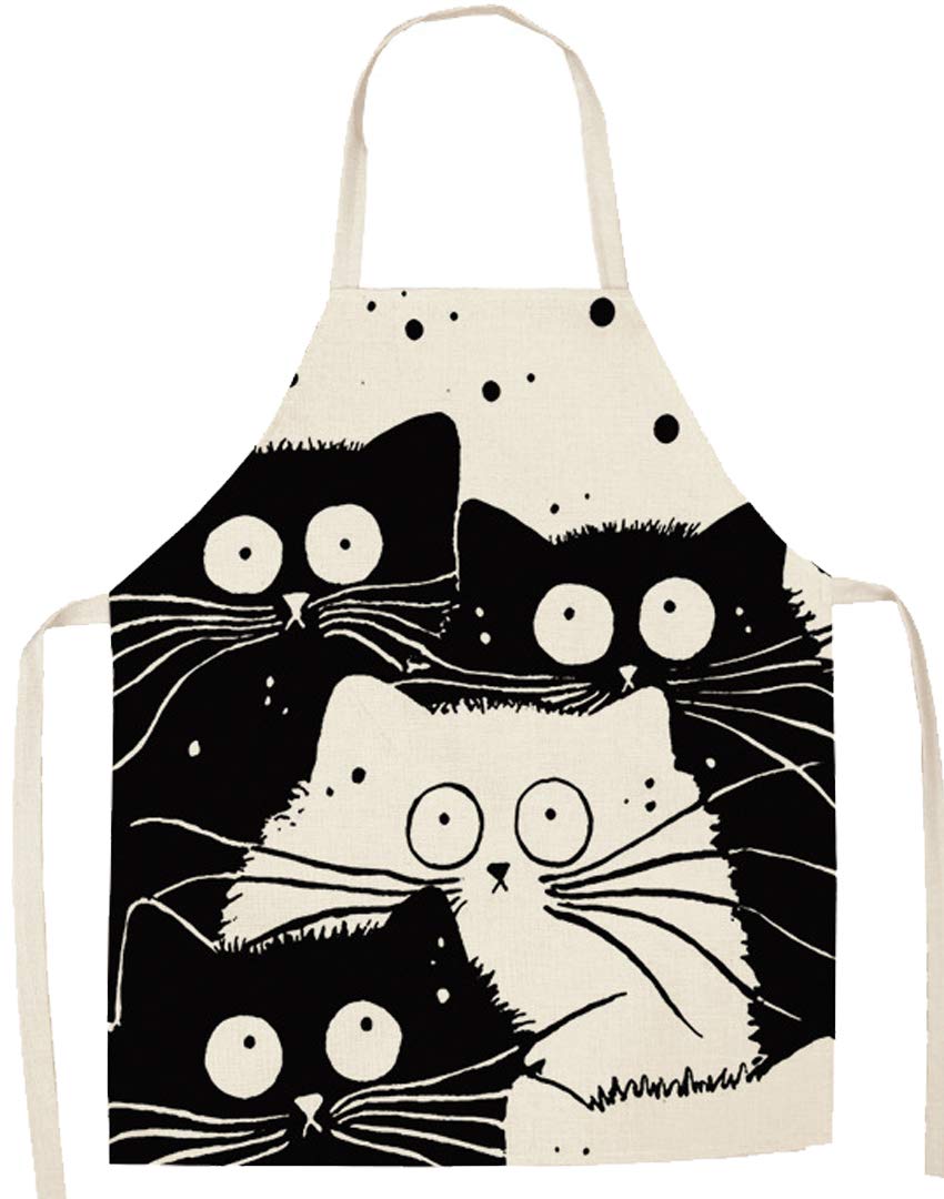 JFAN Delantal de Cocina con Patrón de Gato - Divertido y de Moda para Mujeres y Hombres