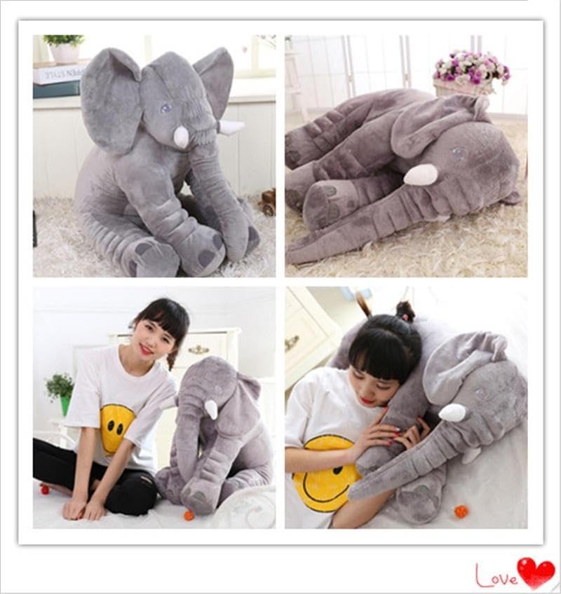 Image of Big Size Fibre Filled Stuffed Animal Elephant Plush Soft Toy for Kids Plush Hugging Toy for Kids boy Girl Birthday Gift (60 cm, Grey) for 1 Year Above