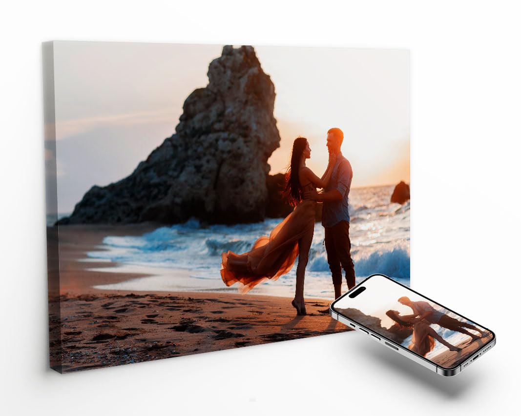 LIENZODECOR Cuadro Personalizado con tu Foto | 40 x 60 cm | 20 Tamaños Disponibles | 100% Personalizable | Bastidor de Madera | Regalo para Bodas, Cumpleaños, San Valentín