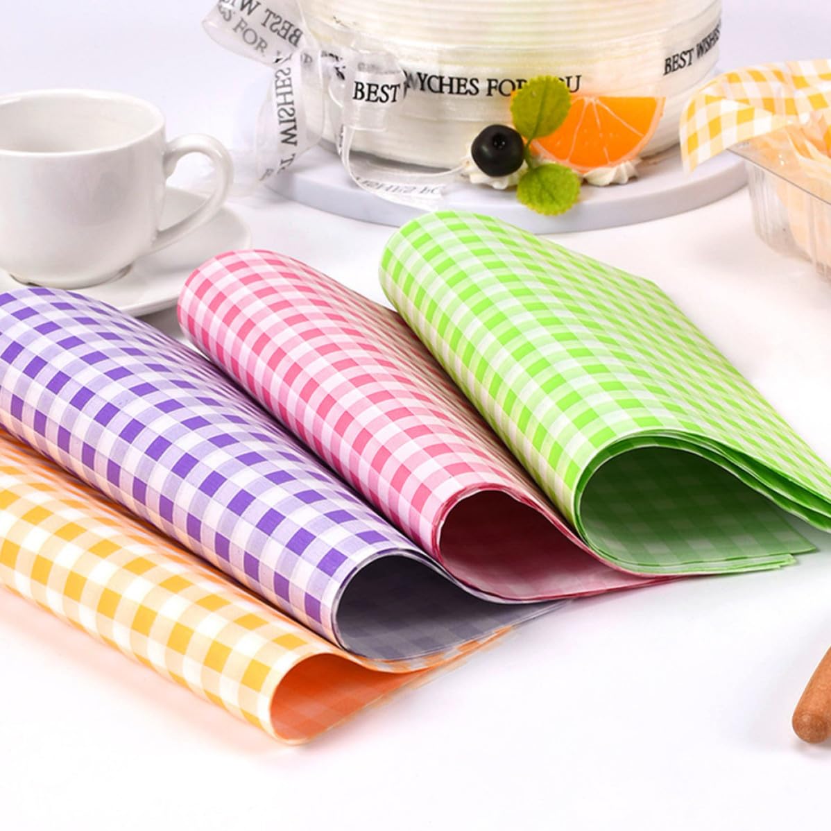 Papel para Hornear Antigrasa Estampado a Cuadros Retro, 400 Piezas de Papel para Envolver Alimentos, Resistente al Aceite y Antiadherente, Adecuado para Barbacoas