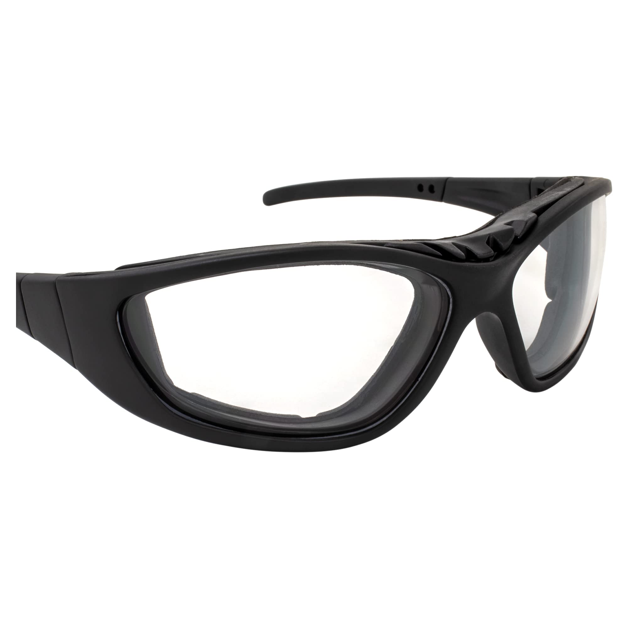 Patriot - Gafas de seguridad bifocales acolchadas para motocicleta, color negro con lente transparente + aumento de 1.5 Z78.1+, gafas convertidas en gafas