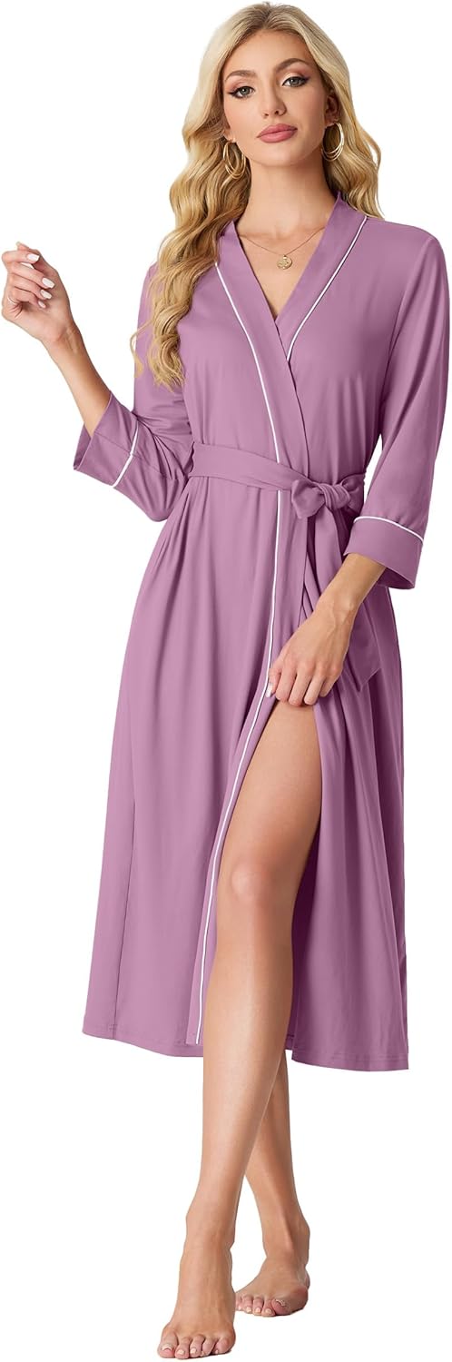 PrinStory Womens Robe Long Knit Bathrobe Lightweight Soft Robes Ladies Bath Robe - Image 5