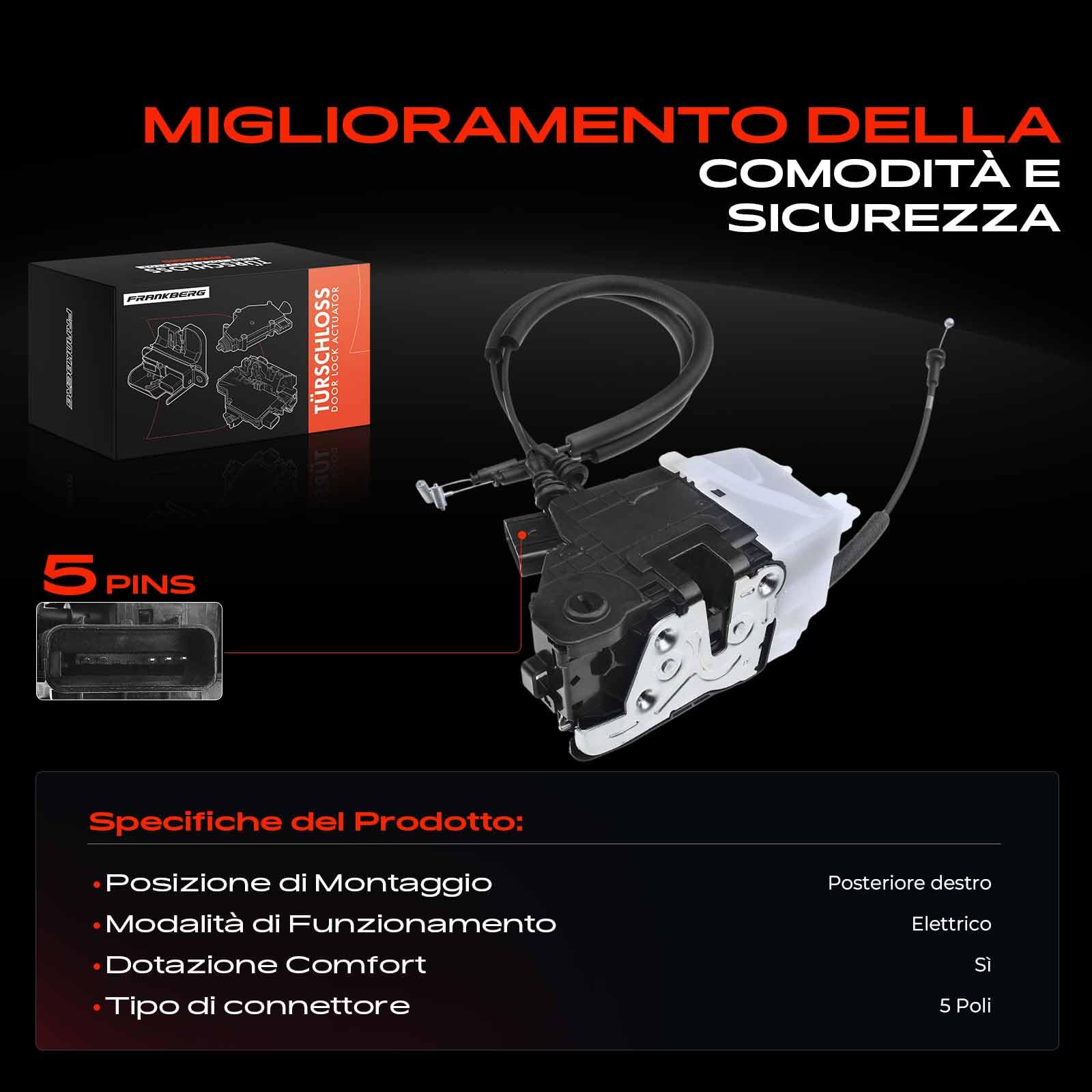 Frankberg Serratura porta serratura auto Posteriore destro Compatibile con Tucson TL TLE Tucson TLE Tucson TL SUV Replace# 81420-D3000