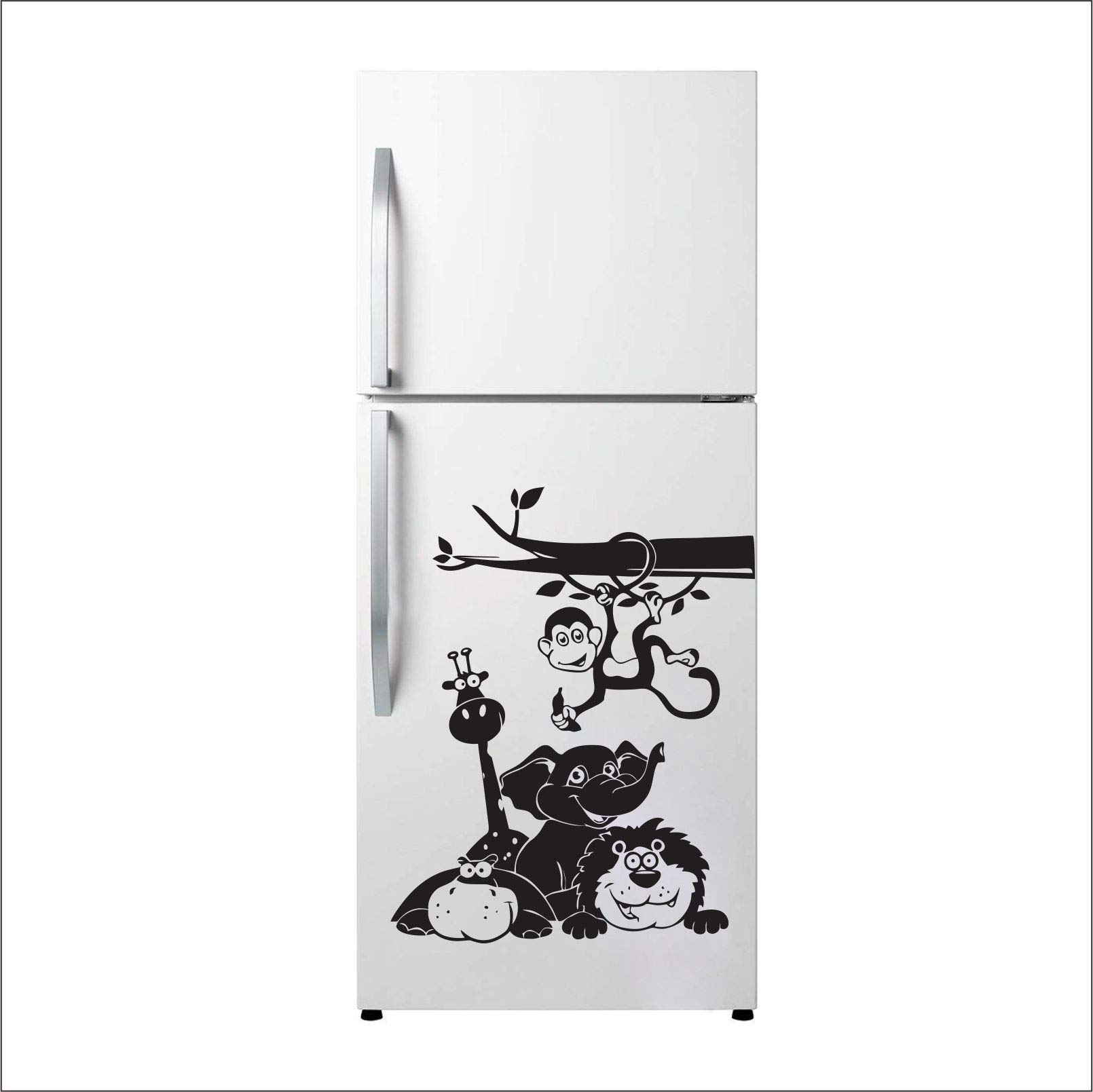 DivineDesigns™ Jungle Buddies Fridge Sticker | Stickers for Living Room/Bedroom/Office/Fridge and All Decorative Stickers