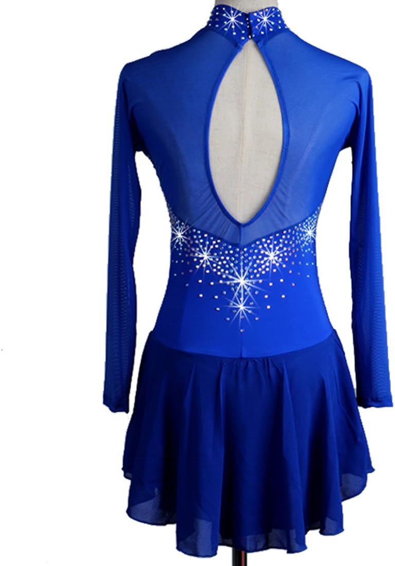 Rhinestone ice Skating Dress Long Sleeves