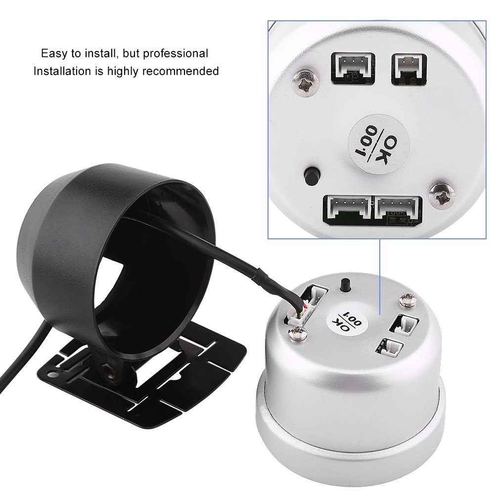 Aramox Indicatore di Livello Turbo Boost, LED Universale 60mm Indicatore di Livello Turbo Calotta Nera per Auto 0-200 Kpa