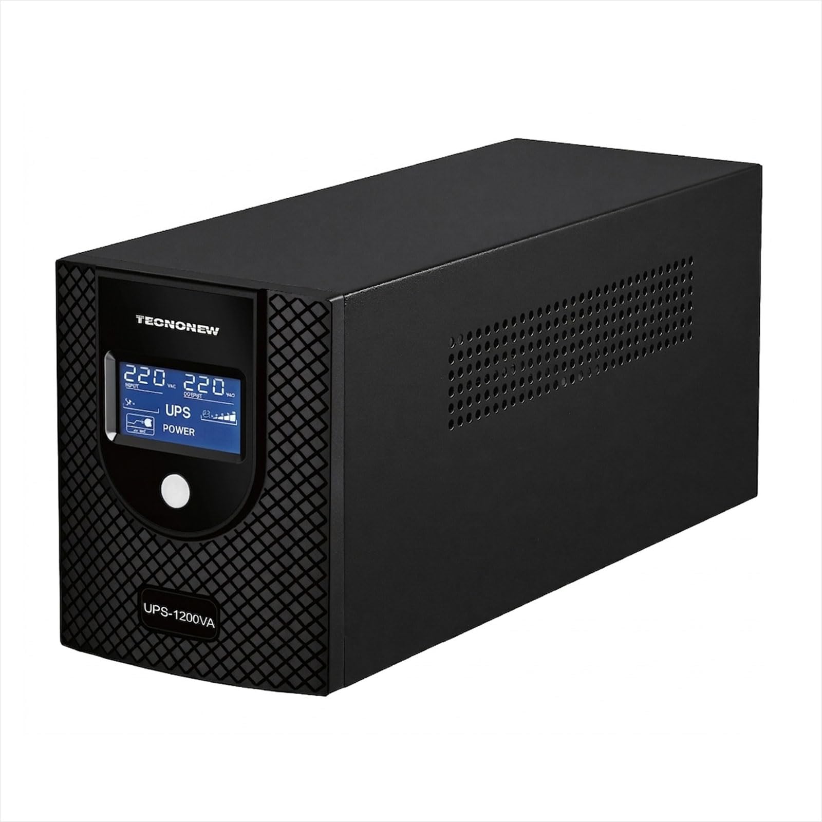 TN-1200VA UPS per Computer 1200VA 500Watt, Gruppo di Continuità per PC, Tecnologia Line Interactive, AVR, 3 Uscite Schuko, Display LCD