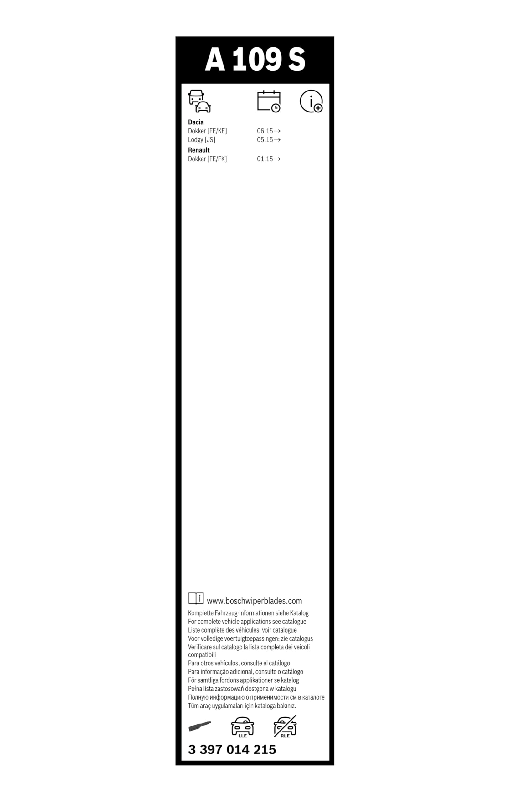 Bosch Wycieraczki Aerotwin A109S, długość: 550 mm/400 mm – zestaw do przedniej szyby