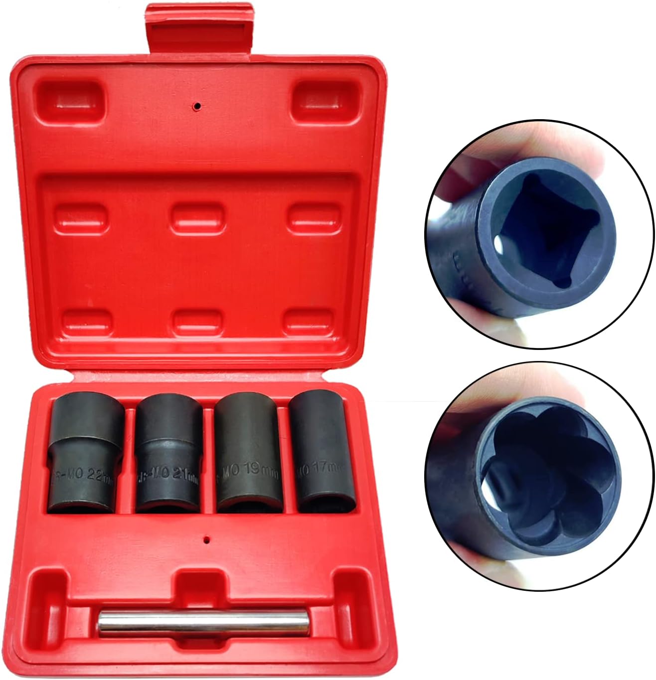 JEUCLEL 5PCS Twist Lug Nut Socket Set 1/2 inch Drive Damaged Nut Lock