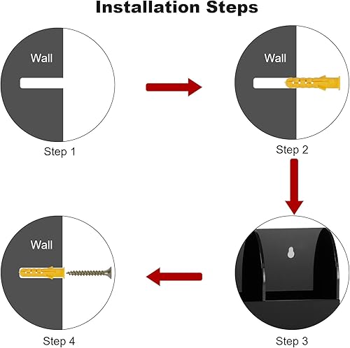 Miniatura 5 de Yeeco Soporte de pared acrílico para control remoto, 2 compartimentos, soporte de pared negro para bolígrafo, soporte de pared de 5.3 x 1.6 x 5.6