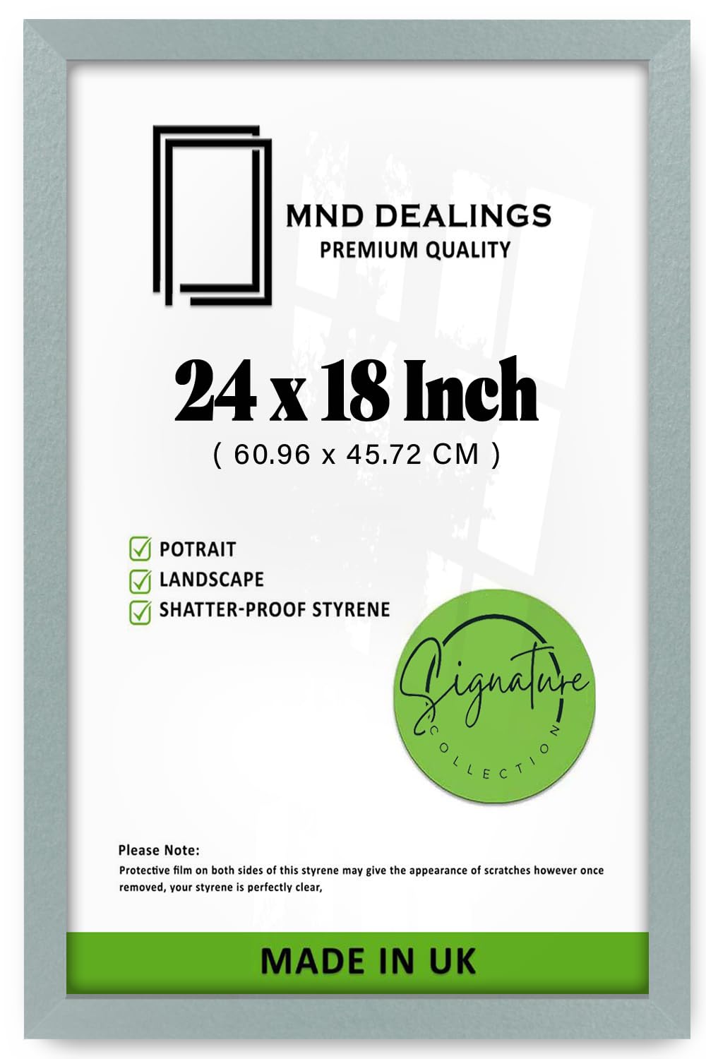 MND Dealings | MDF Picture Frame (60.96 x 45.72 CM) Ideal for Art, Posters & Portraits, Wall Gallery Frame for Home & Office Interiors, Hanging Hooks Included [ Silver ]