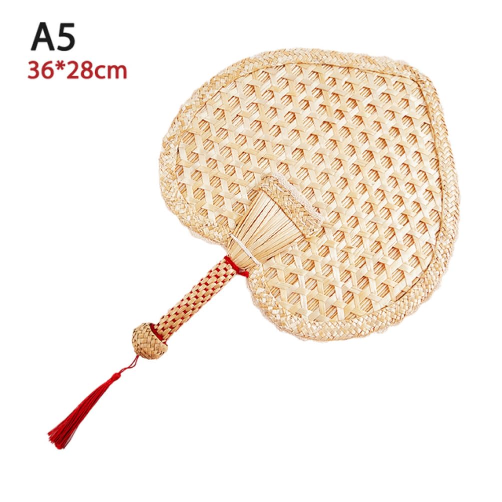 RWRAPS Abanico Plegable Natural, Respetuoso con el Medio Ambiente, Viejo Verano, Tejido a Mano, Abanico de Mano, Decorativo, decoración de Abanico Tejido a Mano, Tetera (A6)