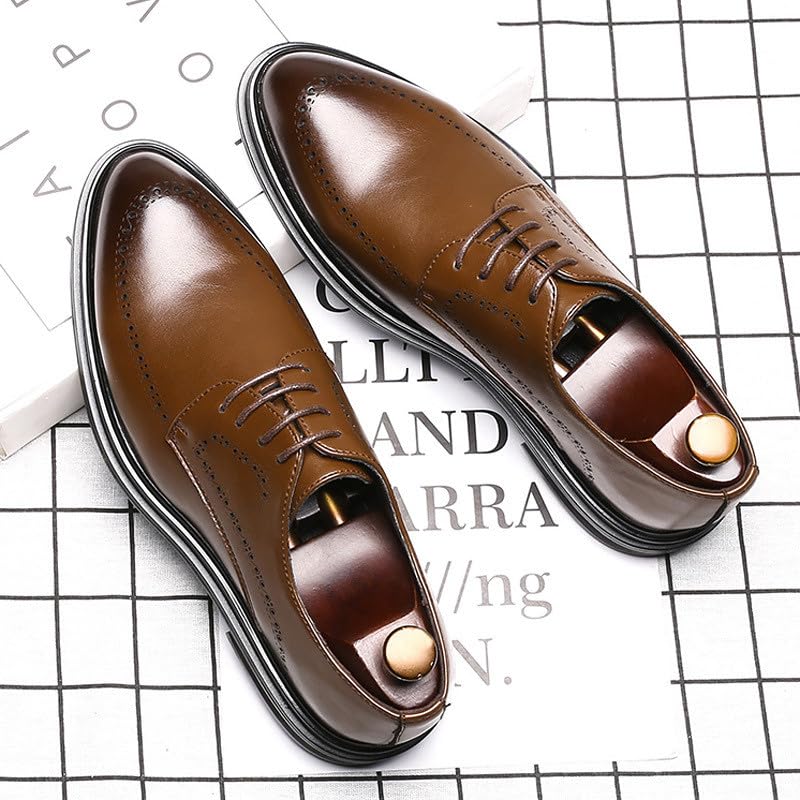 Santimon Men's Leather Oxford Dress Shoes, Slip-Resistant Sole, for Formal, Business or Casual Occasions2