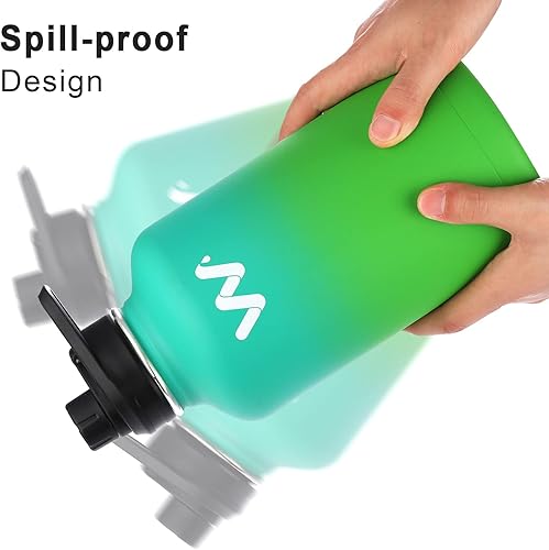 Miniatura 5 de WEREWOLVES Botella de agua aislada con asas de paracaídas, correa, tapa de popote y tapa de boquilla, botella de agua reutilizable de boca ancha al